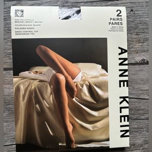 Anne Klein sheer black control top tights - size M